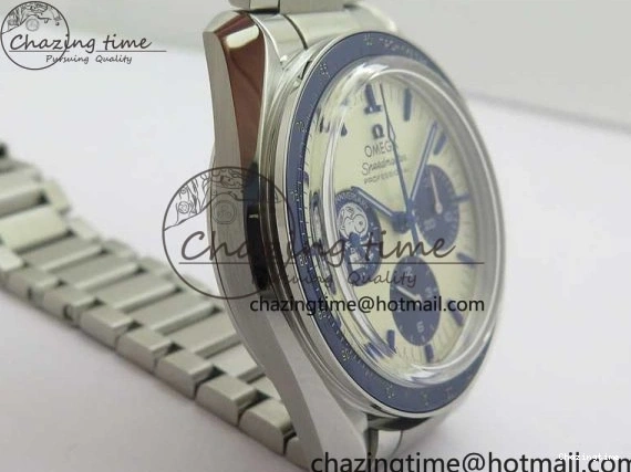 0111 Speedmaster SS Snoopy Apollo OMF Best Edition White Dial on SS Flat link Bracelet Venus Trendy 7882